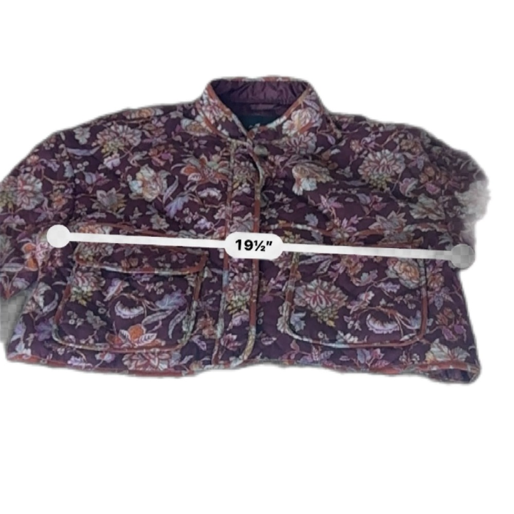 Seven For All Mankind Womens Dark Floral Cropped Quilted Jacket Size L Romantic - Picture 5 of 11